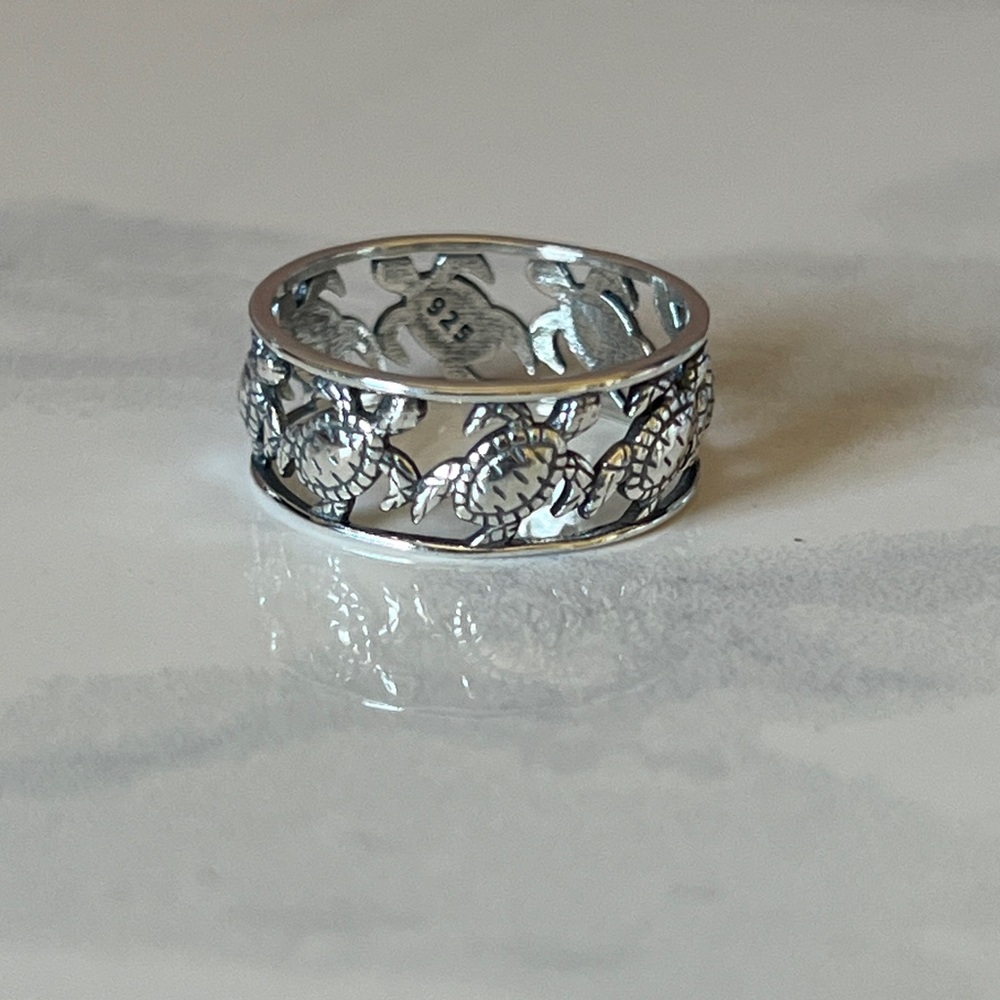Silver Turtle Design Ring